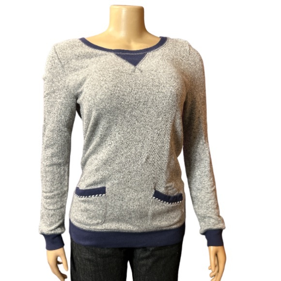 Quicksilver Sweater Top Pullover Heather Gray Navy Pocket Details size XS - Picture 5 of 16
